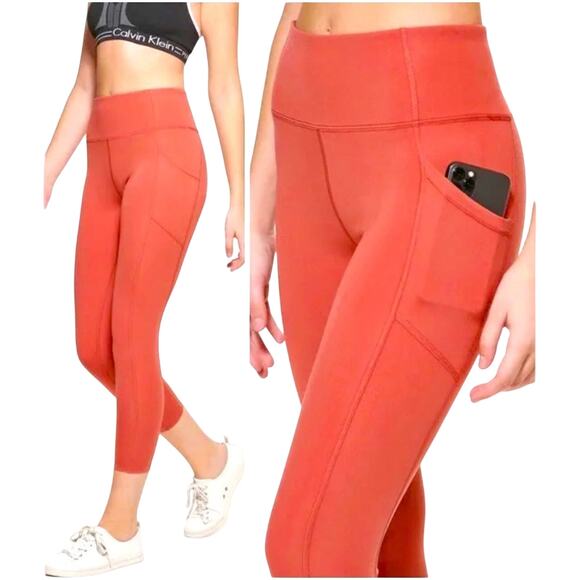 Calvin Klein Performance Leggings Salmon High Waist Cropped Size XL New w/ Tag - Picture 1 of 6